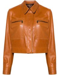 FRAME - Cropped Leather Jacket - Women's - Calf Leather/polyester/viscose - Lyst