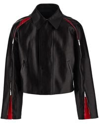 Ferragamo - Contrasting-Panels Zip-Up Leather Jacket - Lyst