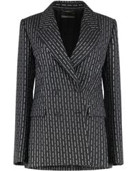 Alberta Ferretti - Double-Breasted Striped Blazer - Lyst