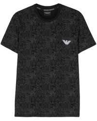 Emporio Armani - T-shirt Loungewear Logo Lettering All Over - Lyst
