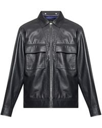 Paul Smith - Veste En Cuir À Fermeture Zippée - Lyst