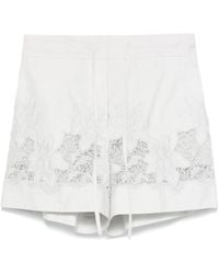 P.A.R.O.S.H. - Cotton Shorts With Floral Embroidery - Lyst