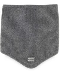 Miu Miu - Gerippter Schal Mit Logo-Patch - Lyst