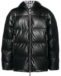 Versace Jeans Couture - Faux-Leather Hooded Down Coat - Lyst