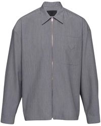 Prada - Zip Up Wool Shirt - Men's - Mohair/wool - Lyst
