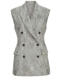 Brunello Cucinelli - Virgin Wool And Cashmere Twill Flannel Vest With Dazzling Lynx Embroidery - Lyst