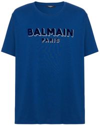Balmain - T-shirt en coton biologique à logo floqué - Lyst