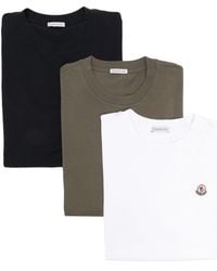 Moncler - Pack de tres camisetas con parche del logo - Lyst