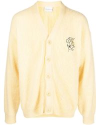 Drole de Monsieur - Embroidered-flower Ribbed Cardigan - Lyst