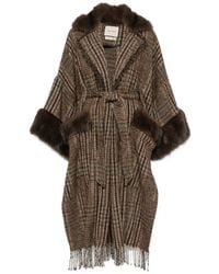 FRONT STREET 8 - Check-Pattern Faux-Fur-Trim Jacket - Lyst