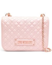 Love Moschino - Gesteppte Schultertasche Mit Logo-Schild - Lyst