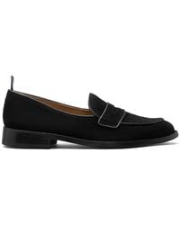 Thom Browne - Suede Varsity Penny Loafers With Leather Soles - Lyst