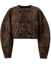 Carolina Herrera - Leopard-Jacquard Cocoon Jacket - Lyst