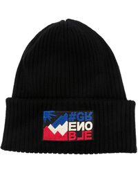3 MONCLER GRENOBLE - Beanie With Tricolor Logo Patch - Lyst