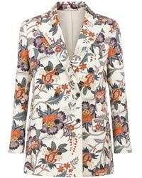 Ibrigu - Floral-Print Double-Breasted Blazer - Lyst