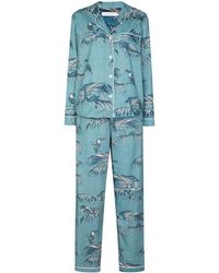 Damen Bekleidung Nachtwäsche Schlafanzüge Desmond & Dempsey Baumwolle Deia Pyjama Aus Bedruckter Biobaumwolle in Pink 