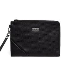 Guess - Clutch Boston Con Placca Logo E Dettaglio Traforato - Lyst