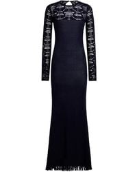 Etro - Long Cotton Dress With Crochet-Effect Insert - Lyst