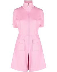 Moncler - Pink Zip Fastening Short Sleeve Mini Dress - Lyst