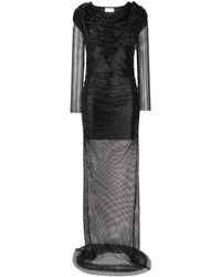 GIUSEPPE DI MORABITO - Rhinestone-mesh Draped Maxi Dress - Lyst