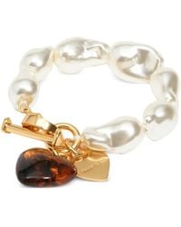 Bimba Y Lola - Elastic Bracelet With Pearls And Amber Resin Heart - Lyst