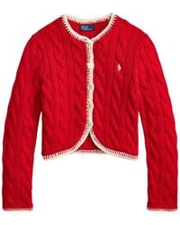 Polo Ralph Lauren - Cable-Knit Cropped Cardigan - Lyst