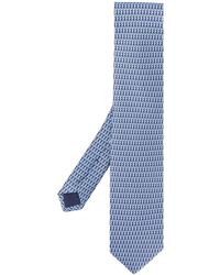 Ferragamo Corbata con motivo de caballitos de mar - Azul
