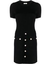 Sandro - Ribbed-knit Button-embellished Minidress - Lyst