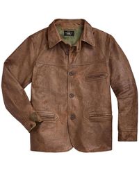 メンズ RRL カーキ レザーヨーク サティーン ジャケット メンズ RRL カーキ レザーヨーク サティーン ジャケット