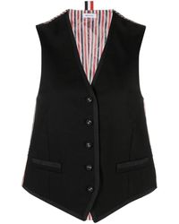 Thom Browne - Chaleco con cierre de botón y cuello en V - Lyst