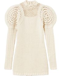 Twinset - Crochet-Detailed Puff-Sleeve Dress - Lyst