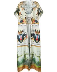 Burberry Montage-print Long Cape - White
