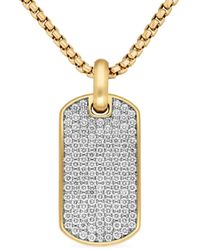 David Yurman - 18Kt Chevron Diamond Tag (35Mm) - Lyst