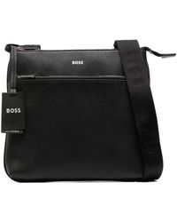 BOSS - Zair Leather Crossbody Bag - Lyst