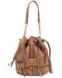 La Carrie - Apallosa Fringed Stud-Embellished Bucket Bag - Lyst
