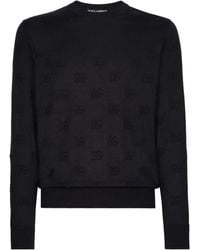 Dolce & Gabbana - Rundhalspullover Aus Seide Dg-Intarsienmotiv Allover - Lyst