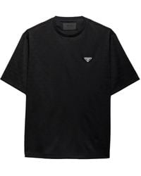 Prada - Logo-Patch Crewneck Cotton T-Shirt Xxxl - Lyst
