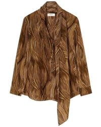 RETORI - Printed Scarf-Detail Silk Blouse - Lyst