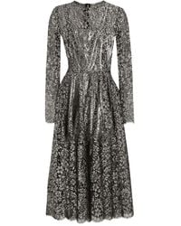 Dolce & Gabbana - Lamé Lace Midi Dress - Lyst