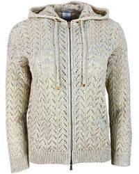 Eleventy - Sequin-Embellished Open-Knit Hoodie - Lyst