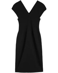 Jil Sander - V-Neck Wool-Sablé Dress - Lyst
