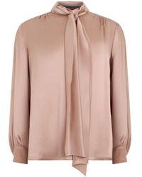 Alberta Ferretti - Tie-Neck Satin Blouse - Lyst