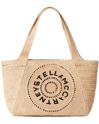 Stella McCartney - Embroidered-Logo Raffia Tote Bag - Lyst