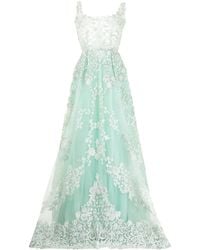 Saiid Kobeisy Floral-embroidered Maxi Dress - Green