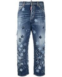 DSquared² - Star-Embellished Cropped Jeans - Lyst