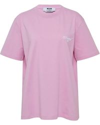 MSGM - Logo-Embroidered T-Shirt - Lyst