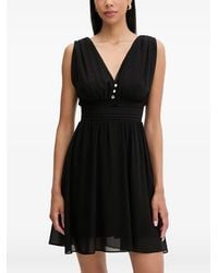 Morgan - Button-Detail Ruched Mini Dress - Lyst