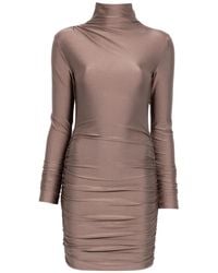 ANDAMANE - Oleandra Mini-Jurk Met Hoge Hals En Ruches - Lyst