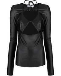 Versace Jeans Couture - Logo-Plaque Cut-Out Top - Lyst