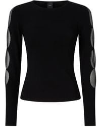 Pinko - Leichter Gerippter Pullover Mit Transparenten Details - Lyst